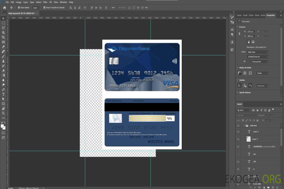 Carte visa bancaire Biélorussie Paritet template Carte visa bancaire Biélorussie Paritet template